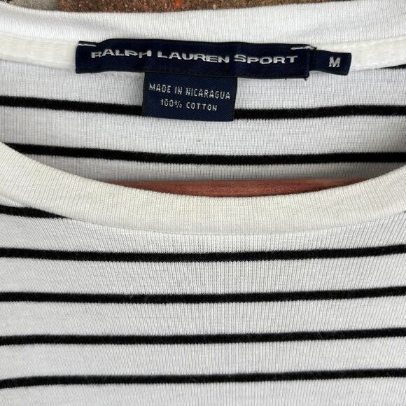 Ralph Lauren Sport Striped Tee M Navy Blue White Academia Prep Capsule Nautical - Picture 4 of 4